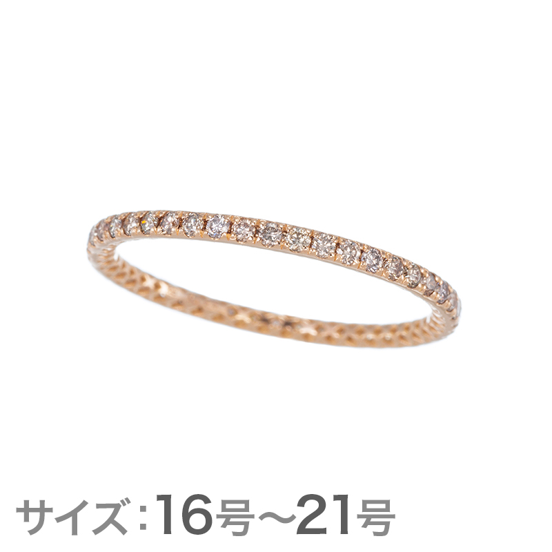 K18PG ブラウンダイヤモンド フルエタニティーリング BRD 約0.44ct #16-#21