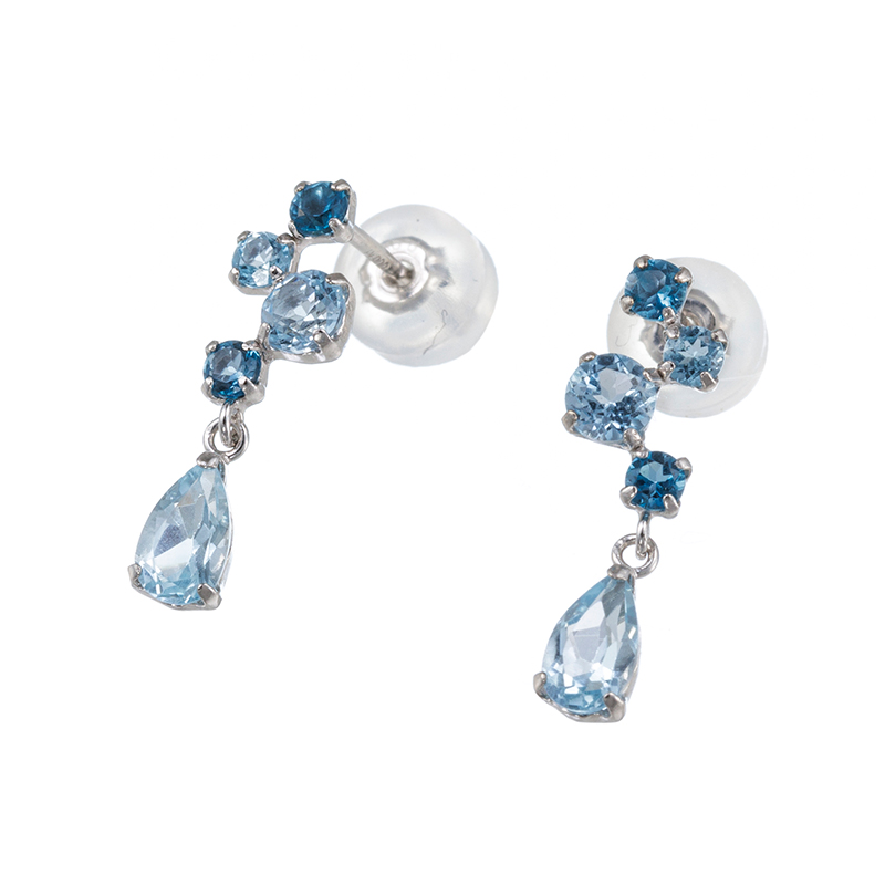 PT900 ブルートパーズ ピアス TO 約0.80ct