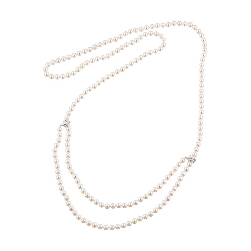 SV アコヤ真珠(輝夜) ロングネックレス P 約6.5mm 全長 約133cm PK付