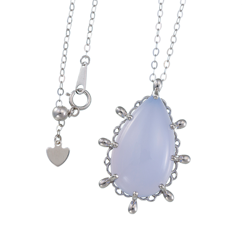 パラジウムシルバー950 ブルーカルセドニー ネックレス CB 約20.00ct