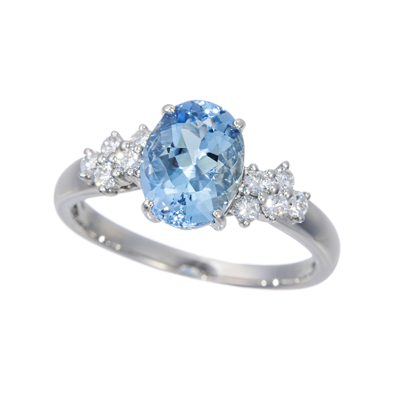 PT950 アクアマリン ダイヤ リング AQ 約1.50ct D 約0.24ct