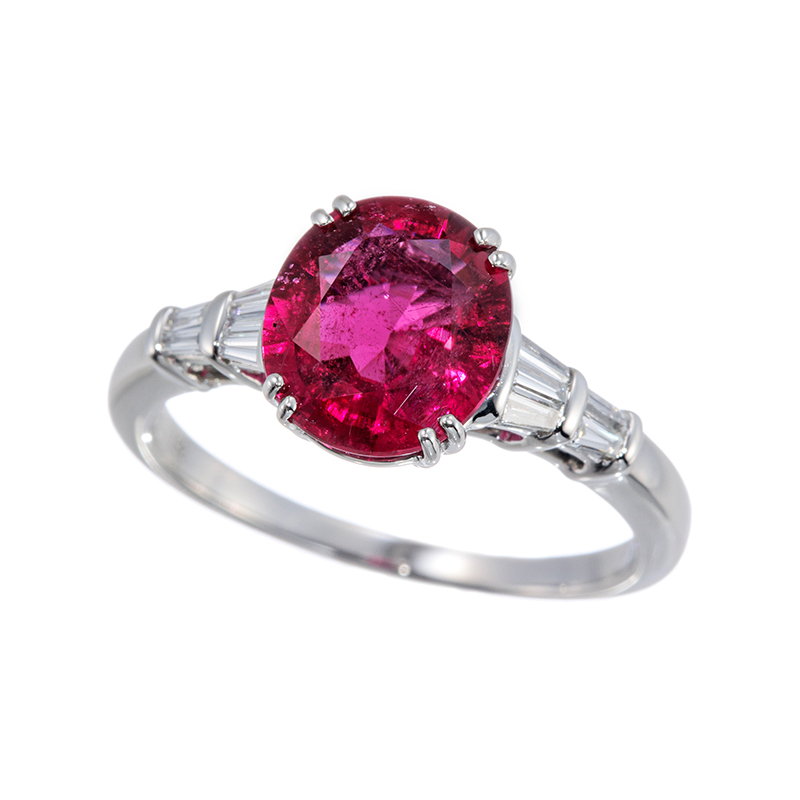 PT950 ルベライト ダイヤ リング RT 1.92ct D 0.21ct