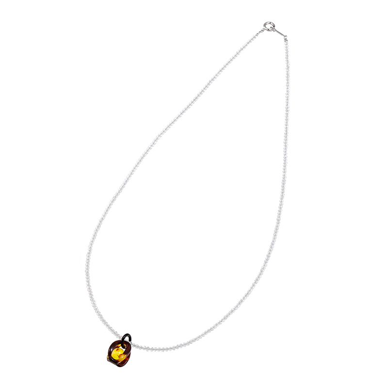 SV本べっ甲琥珀かごめホワイトトパーズネックレスTO約23.00ct