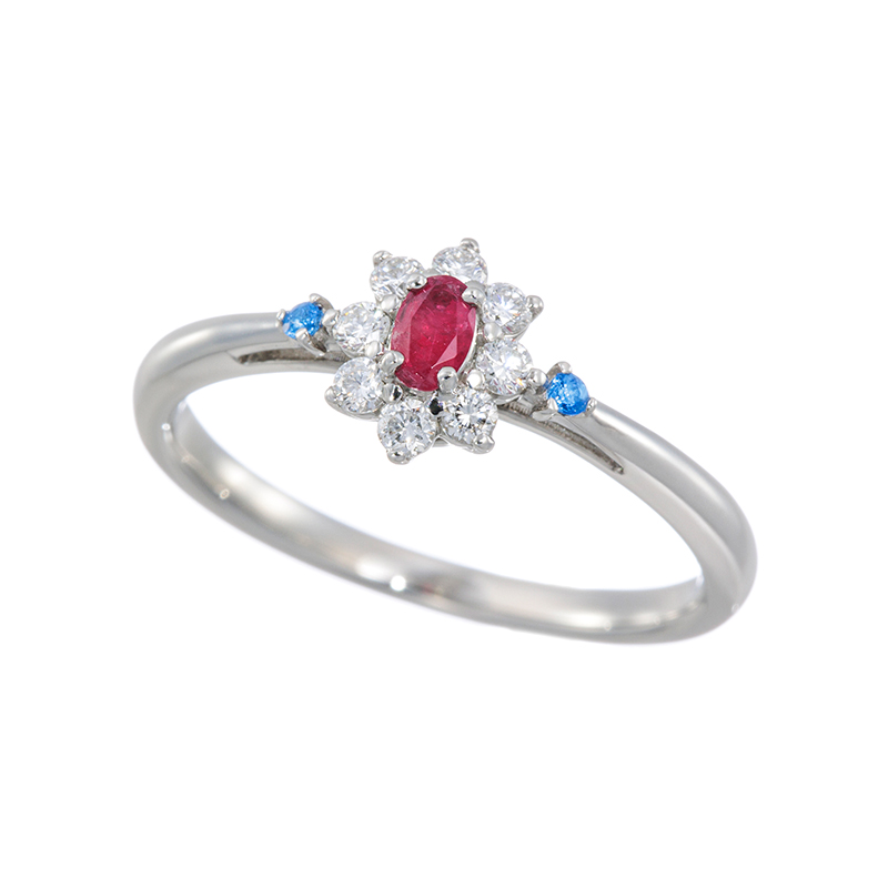 PT950レッドベリルアウイナイトダイヤリングBE約0.06ctHA約0.01ctD約0.16ct