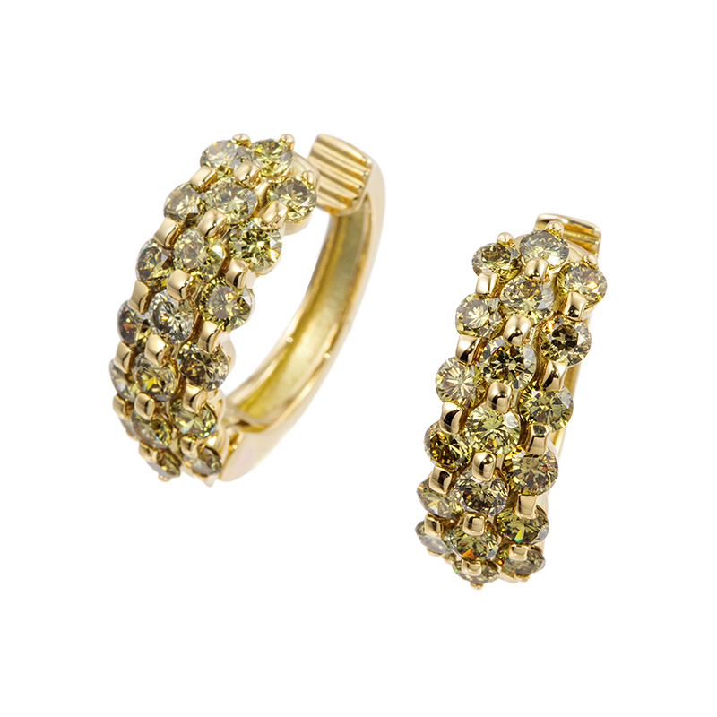 K18YG グリーンイエローダイヤモンド ピアリング D 約1.70ct