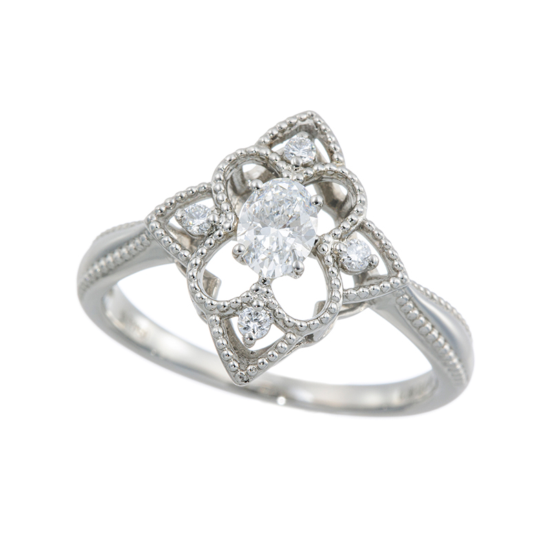 PT950Dカラーダイヤモンド&ダイヤミルグレインリングD約0.30ct(DSI1)