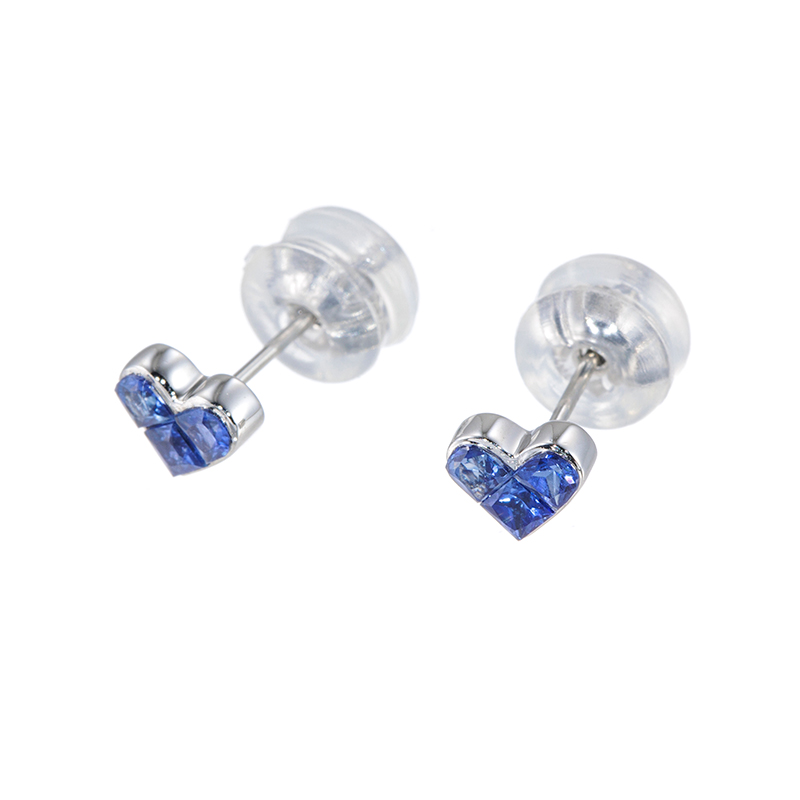PT950サファイアHEARTミステリーセッティングピアスSA約0.38ct
