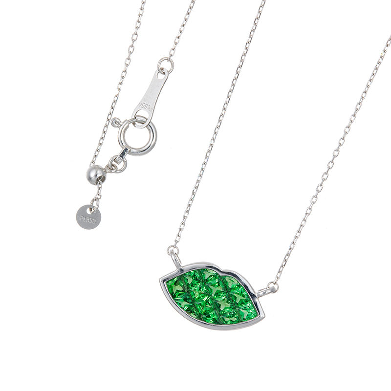 PT950/PT850 ツァボライト Lip ミステリーセッティング ネックレスTS約0.65ct