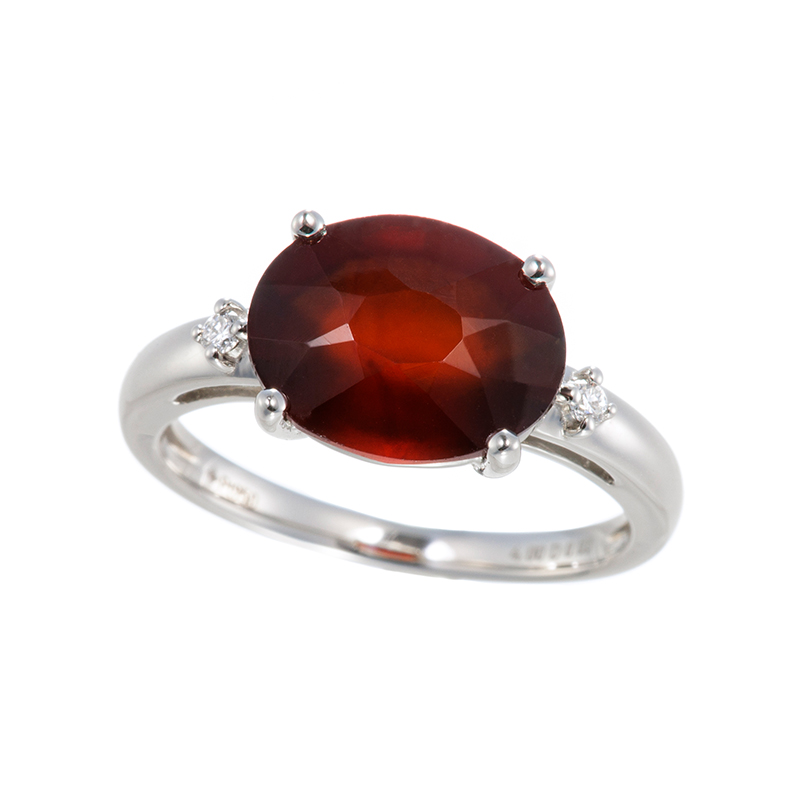 PT950 ヘソナイトガーネット ダイヤ リング GA 約4.00ct D 約0.03ct