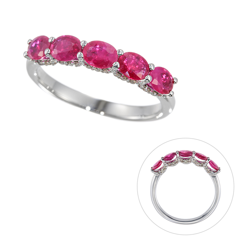 PT950 ルビー ブラウンダイヤ リング RB 約1.10ct BRD 約0.15ct