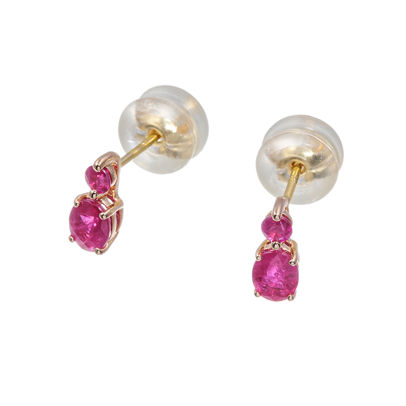 K18PG ルビー ピアス RB 約0.60ct 