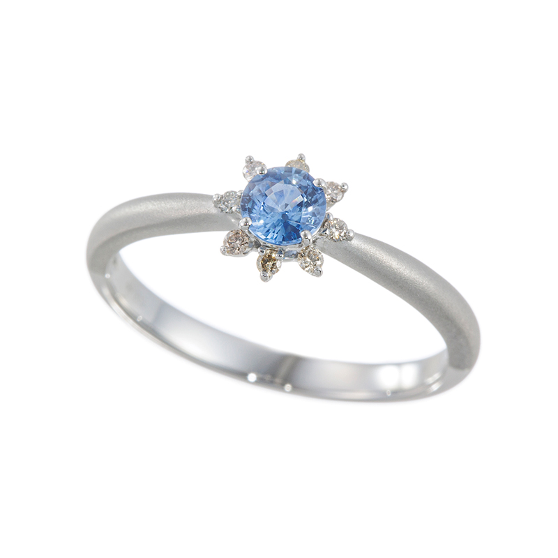 PT950 アイスブルーサファイア ブラウンダイヤ リング 