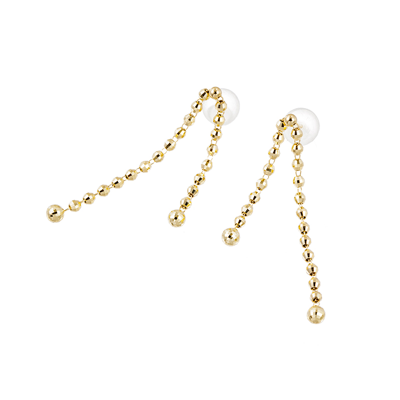 K18YGミラーボール2連ピアス縦：約35.0mm横：約5.8mm重量：約0.9g