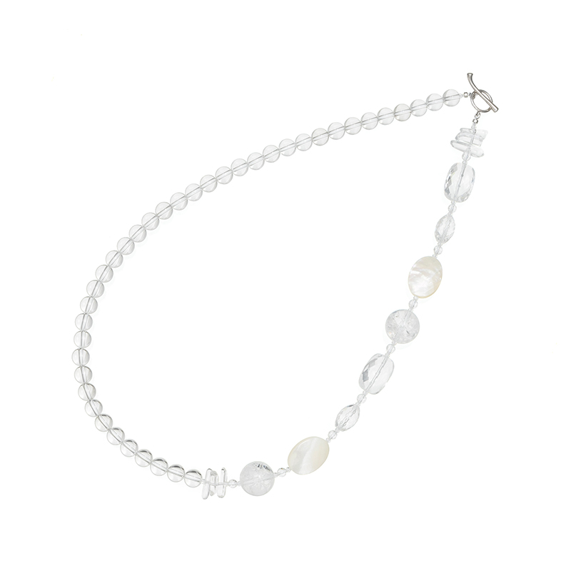 SV クォーツ 白蝶貝 ネックレス QU 約240.00ct