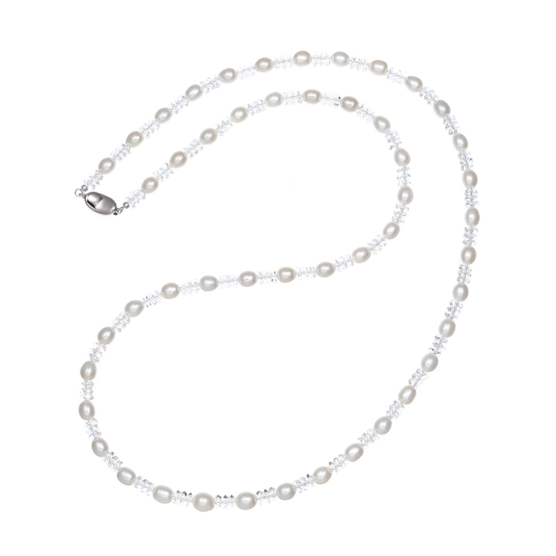 SV クォーツ 淡水真珠 ネックレス QU 約72.00ct P 約5.0mm
