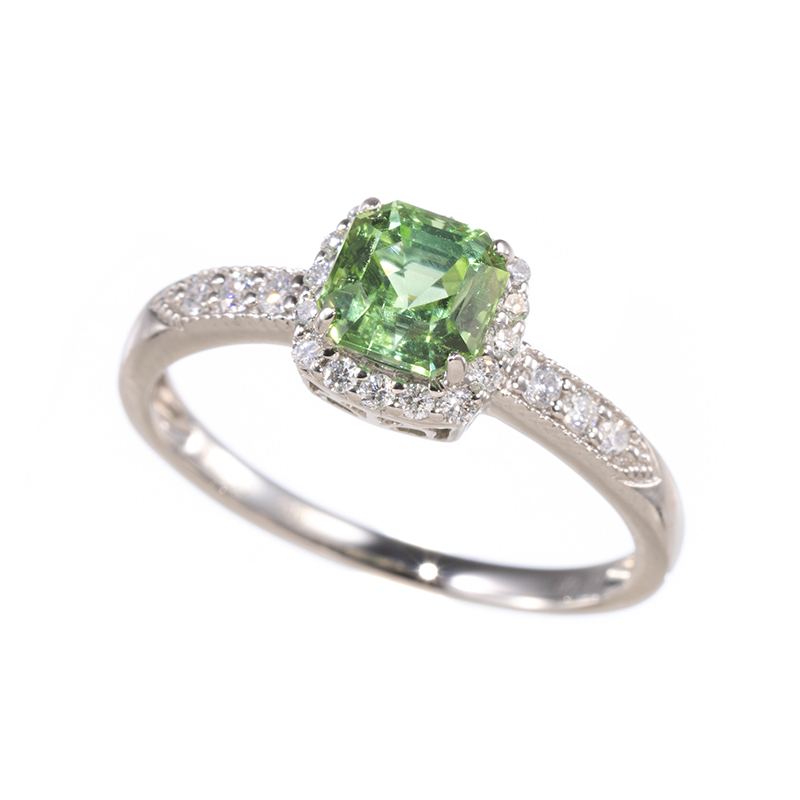 PT950 ミントカラートルマリン ダイヤ リング T 約1.00ct D 約0.21ct