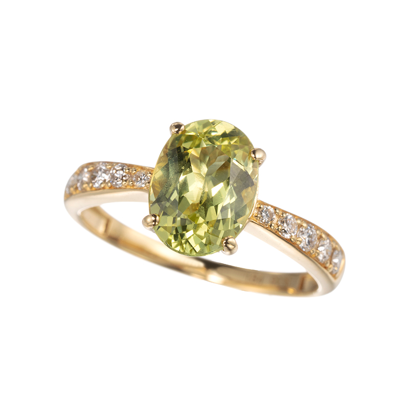 K18YG クリソベリル ダイヤ リング CB 1.84ct D 0.16ct