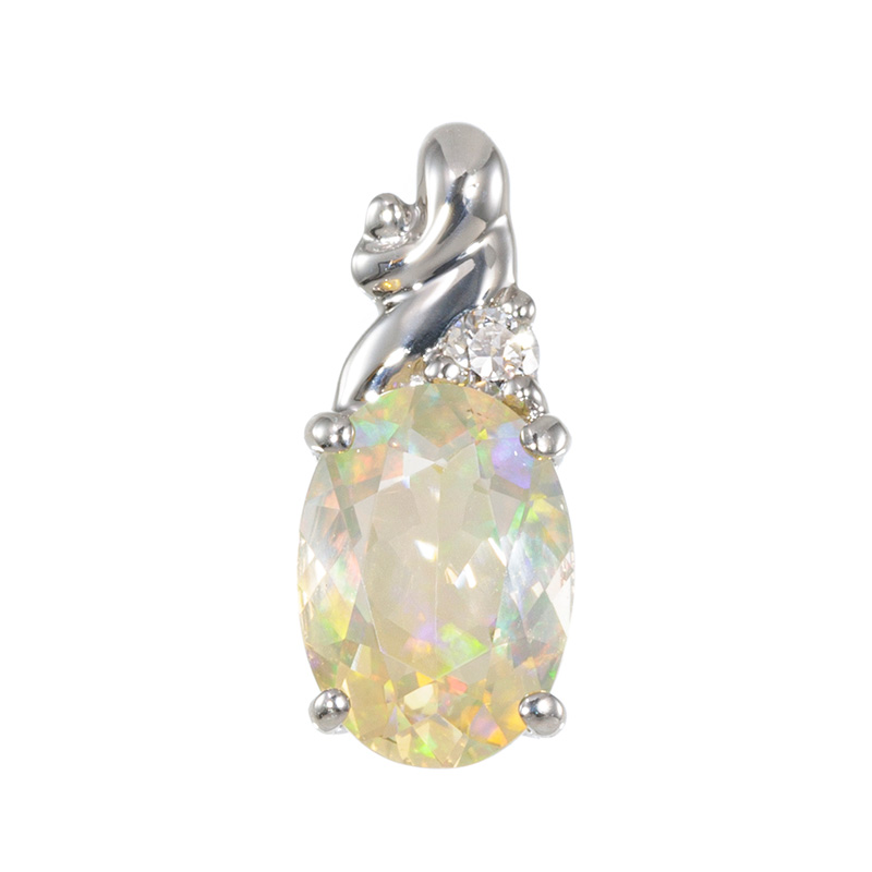 PT950 メキシコオパール ダイヤ ペンダントトップ OP 約0.50ct D 約0.02ct