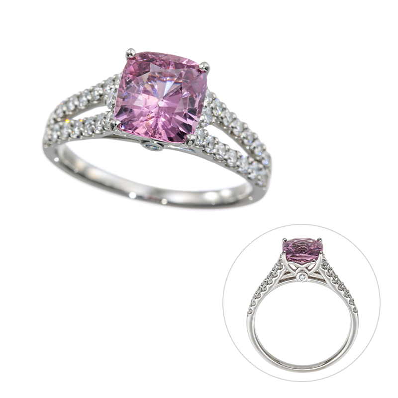 PT990 ミャンマー産ピンクスピネル ダイヤ リング 