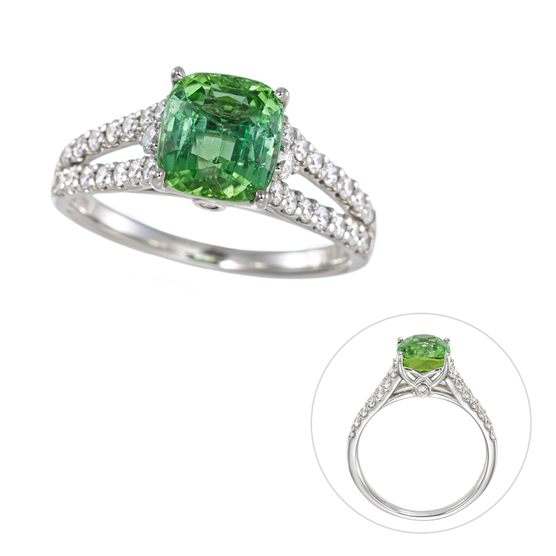 PT990 ミントカラートルマリン ダイヤ リング 