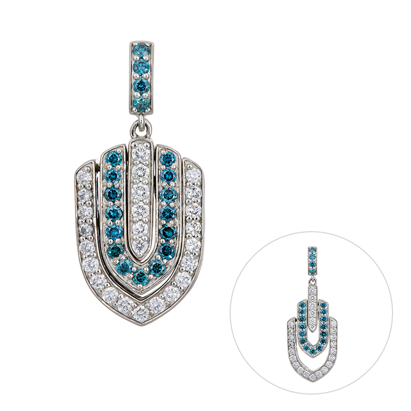 PT950 ダイヤモンド & ブルーダイヤ(トリート) Barco ペンダントトップ 