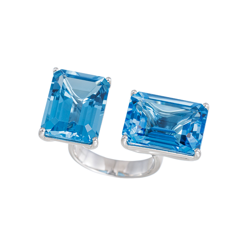 パラジウムシルバー950 スーパーブルートパーズ リング TO 約24.00ct