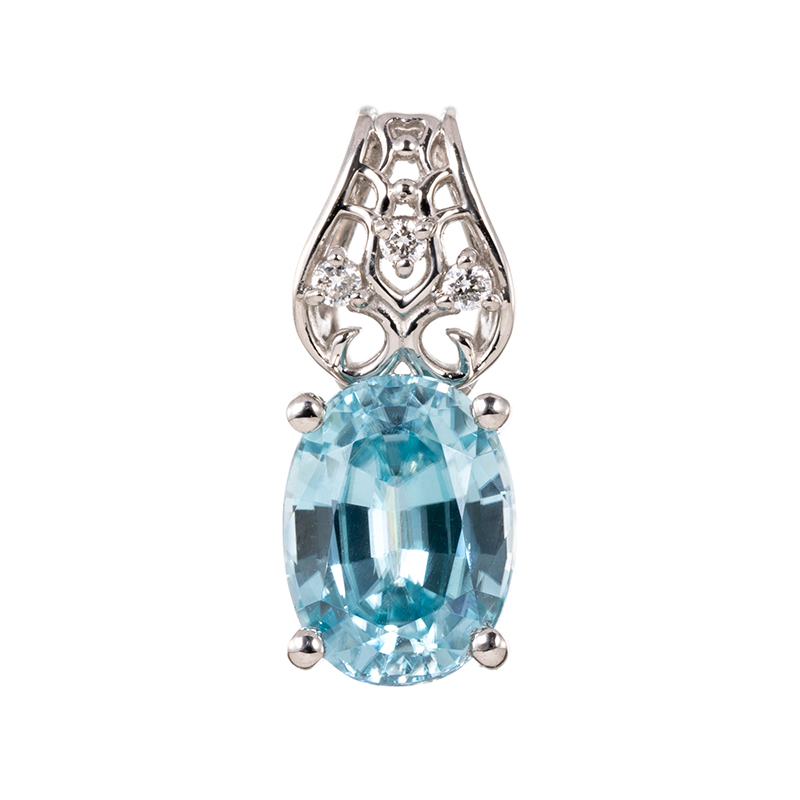 PT950 ブルージルコン ダイヤ filo ペンダントトップ ZI約1.80ct D約0.02ct