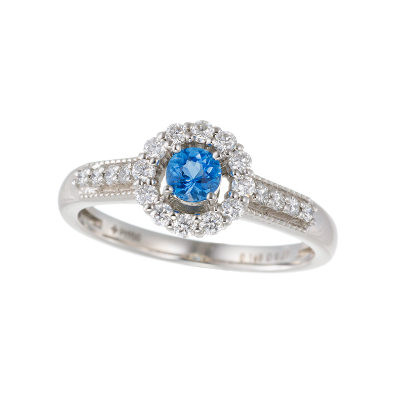 PT950 アウイナイト ダイヤ ミルグレイン リング HA 0.165ct D 0.27ct 