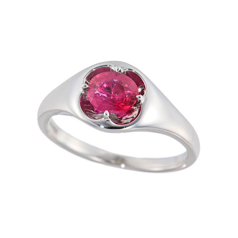 PT950 ミャンマー産ヴィヴィッドピンキッシュレッドルビー リフレクション リング RB 約0.7