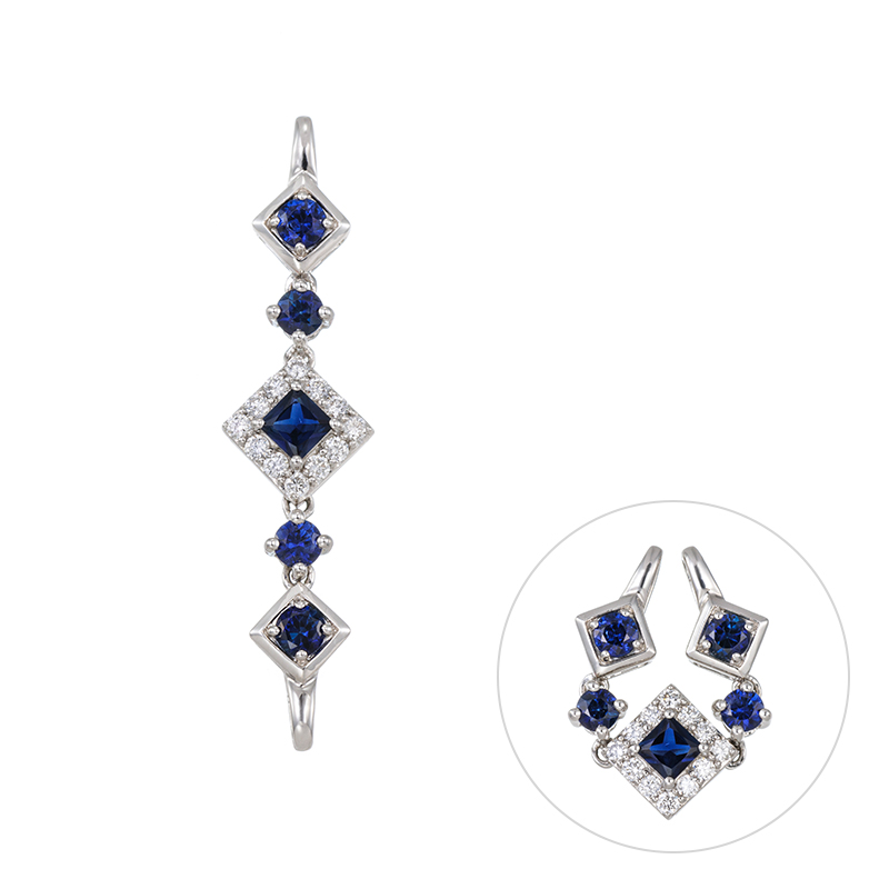 PT950 サファイア ダイヤ 2WAY ペンダントトップ SA 約0.40ct D 約0.10ct