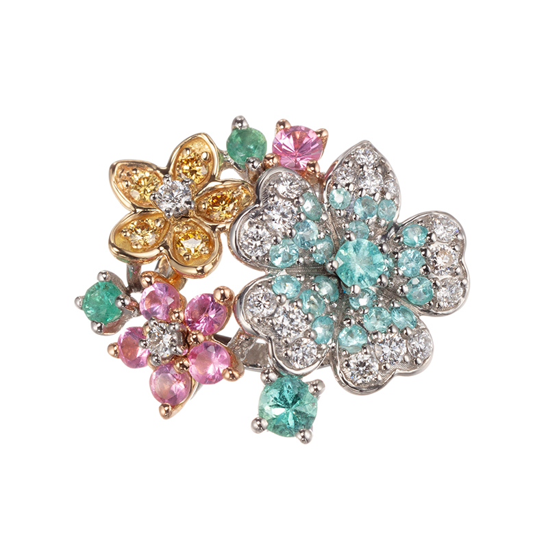 PT950/K18PG/YGブラジル産パライバトルマリンアヤナスピネルプレミアムガーデンペントップ