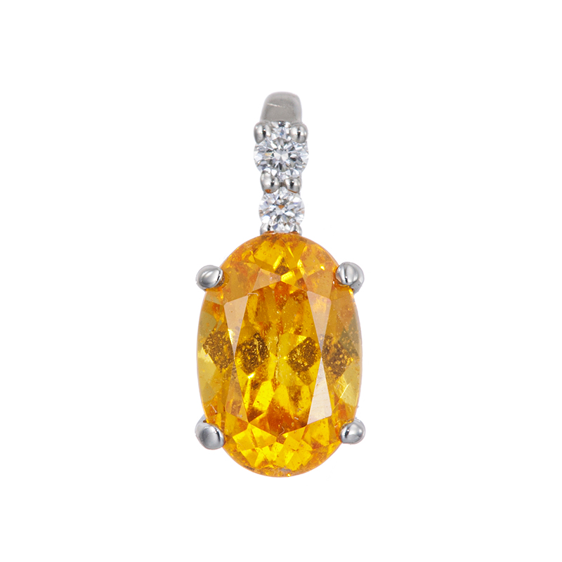 PT950 マンダリンガーネット ダイヤ ペンダントトップ GA 約0.75ct D 約0.01ct