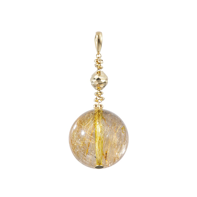 K18YG ルチルクォーツ ペンダントトップ QU 約28.00ct