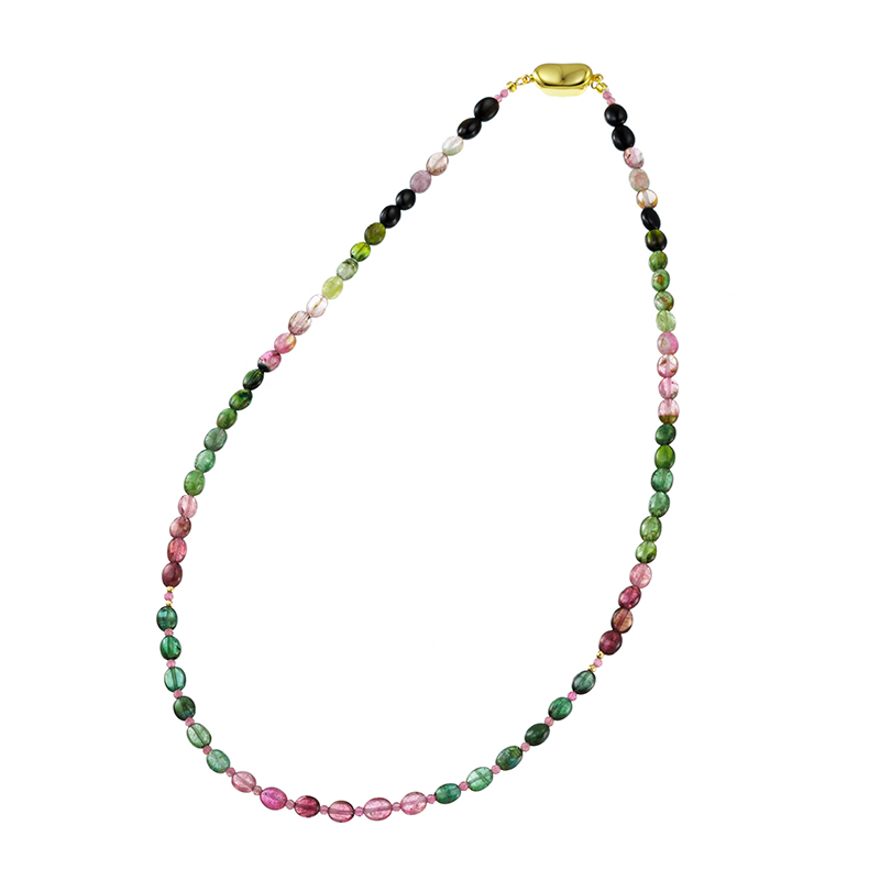 SV/K18YGトルマリンネックレスT約48.00ct