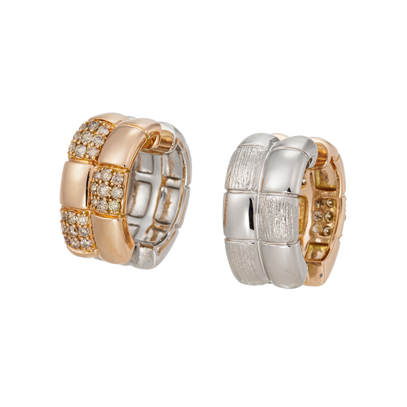 PT950/K18PG ブラウンダイヤモンド クッションキルト ピアリング BRD 約0.30ct