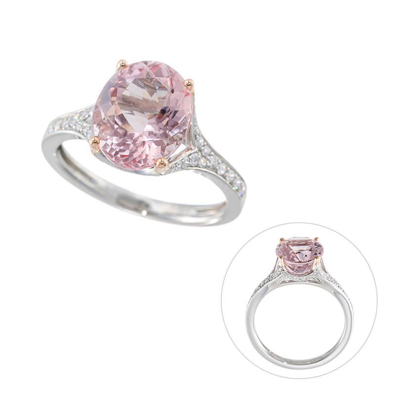 PT950/K18PG モルガナイト ダイヤ リング MOR 約3.00ct D 約0.25ct