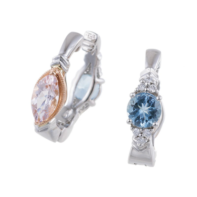 PT950/K18PG サンタマリアアフリカーナアクアマリン モルガナイト ダイヤ ピアリング 