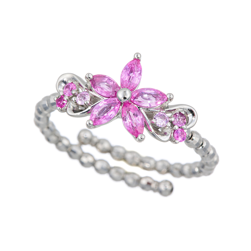 PT950 ピンクサファイア フラワリング フリーリング PS 約0.50ct 10～20号