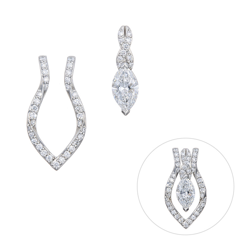 PT950 Dカラーダイヤモンド&ダイヤ ペンダントトップ2点セット 約0.70ct(D SI1)
