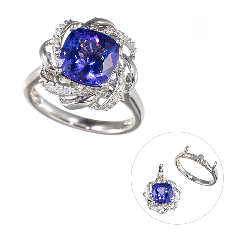 PT950 タンザナイト ダイヤ リング/ペンダントトップ TA 約3.00ct D 約0.10ct