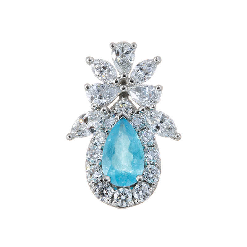 PT950 ブラジル産パライバトルマリンダイヤペンダントトップPRT約0.40ctD約0.65ct