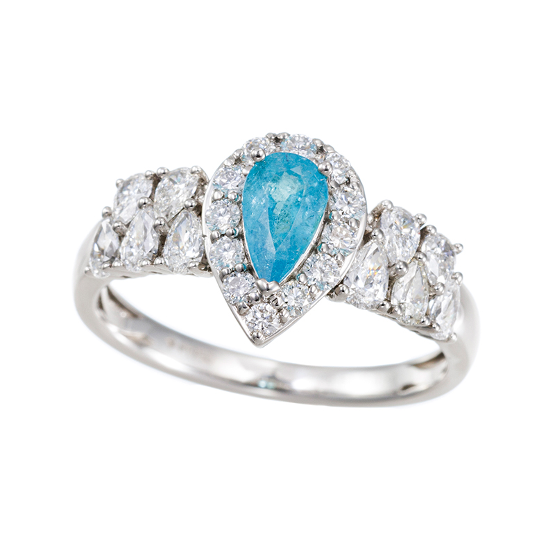 PT950 ブラジル産パライバトルマリン ダイヤ リング PRT 約0.51ct D 約0.70ct