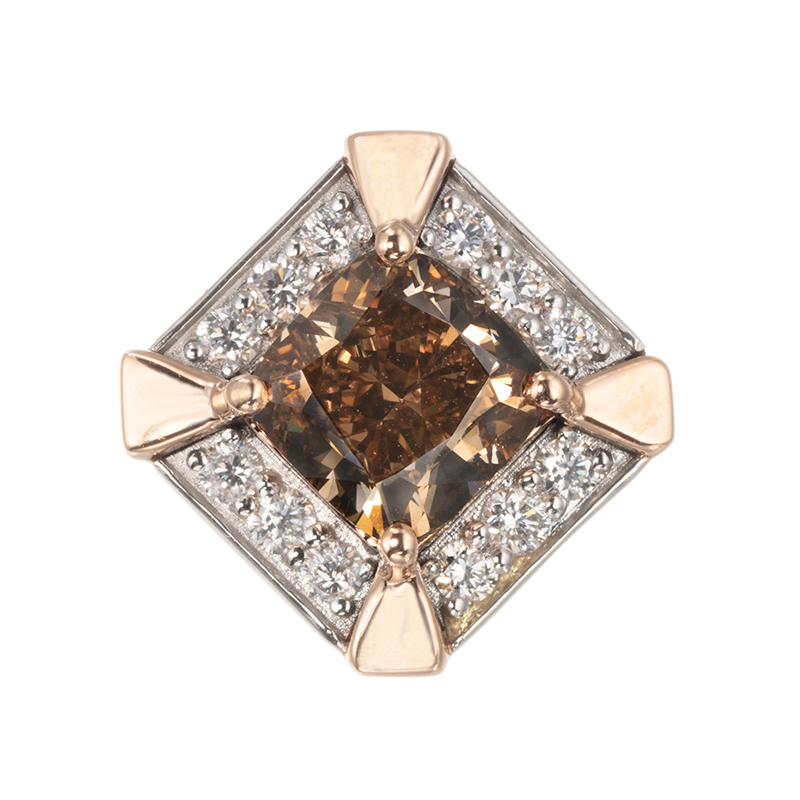 PT950/K18PGブラウンダイヤモンド&ダイヤペントップBRD約1.00ctD約0.14ct