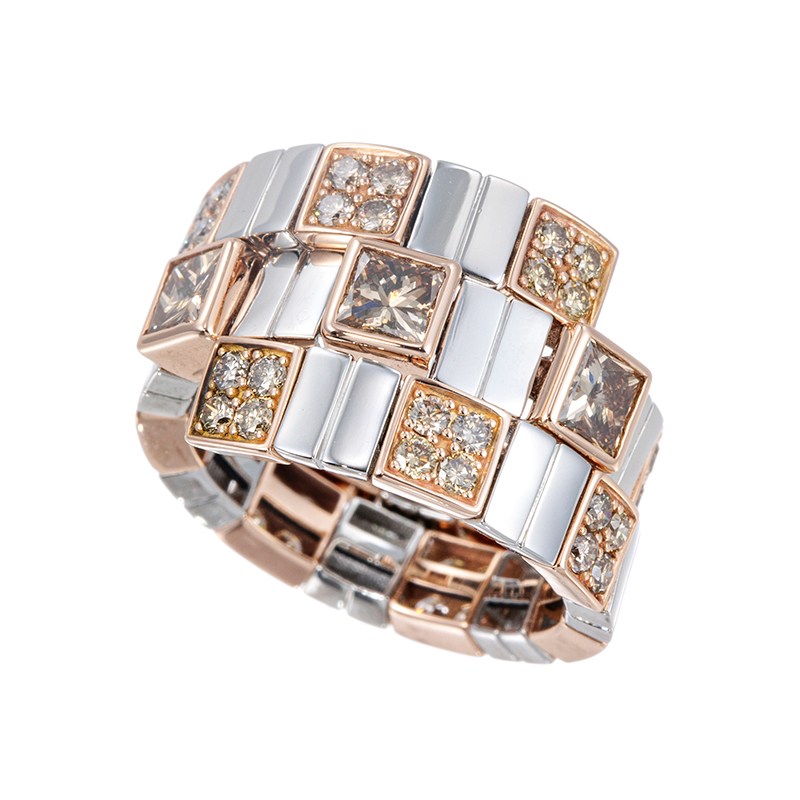 PT950/K18PG ブラウンダイヤモンド フレックスリング BRD 約1.50ct 10～15号