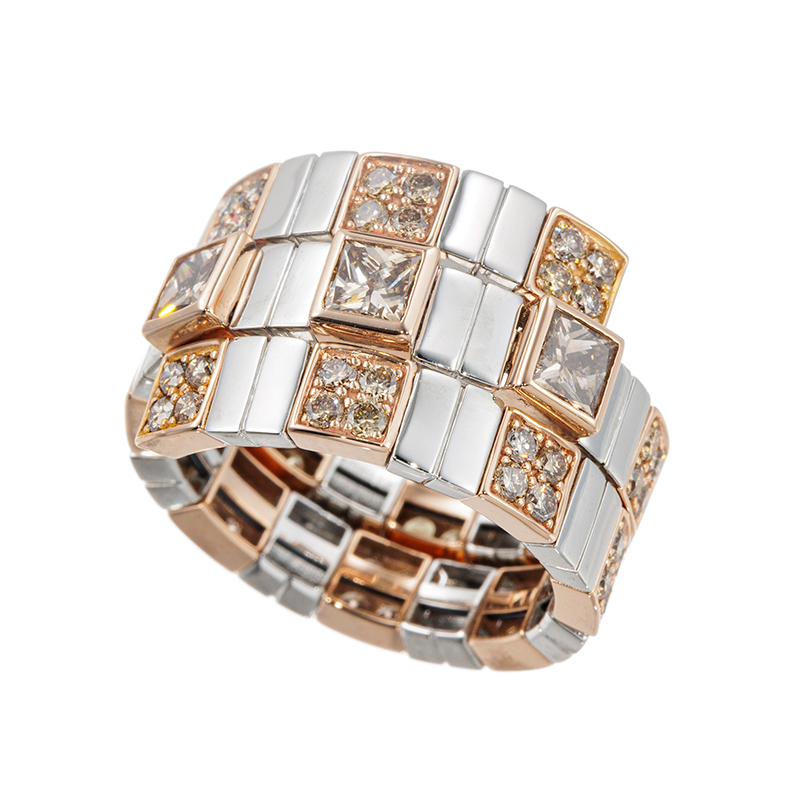 PT950/K18PG ブラウンダイヤモンド フレックスリング BRD 約1.60ct 15～20号