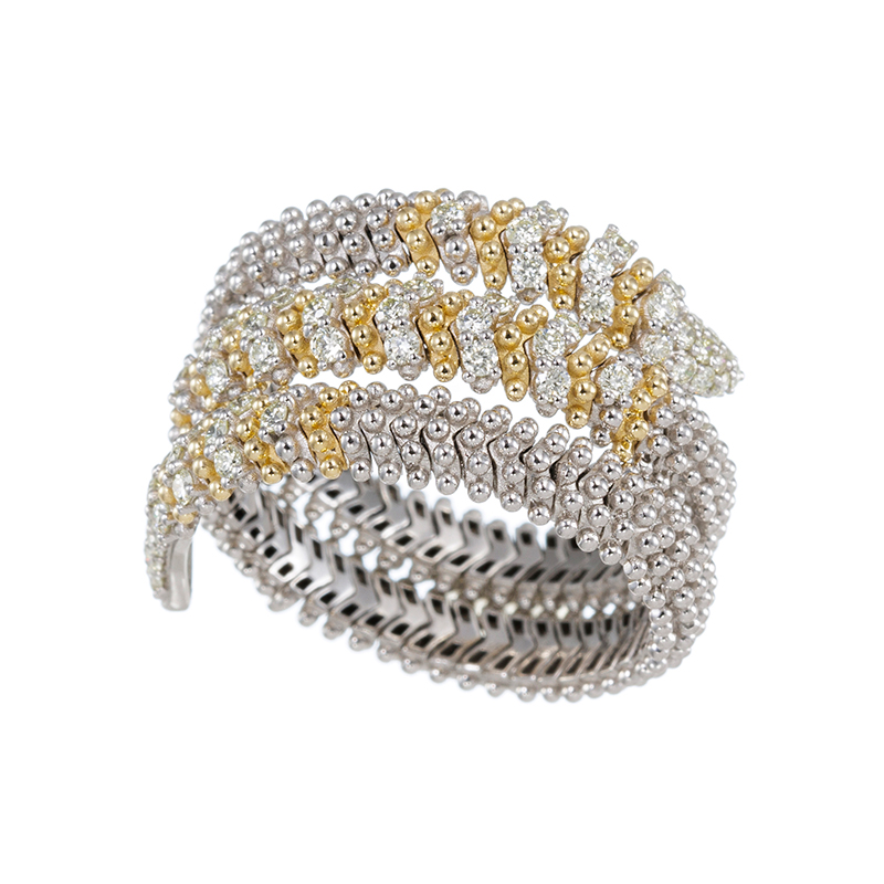 PT950/K18YG ダイヤモンド スネイク フレックスリング D 約0.45ct 15～20号