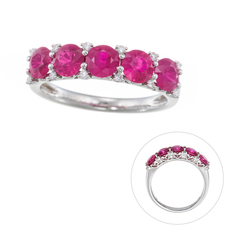 PT950 ミャンマー産ルビー ダイヤ リング RB 約1.80ct D 約0.14ct
