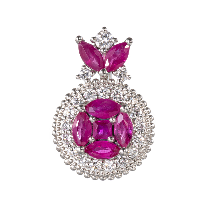 PT950ルビーダイヤストロベリーケーキペンダントトップRB約1.55ctD約0.20ct