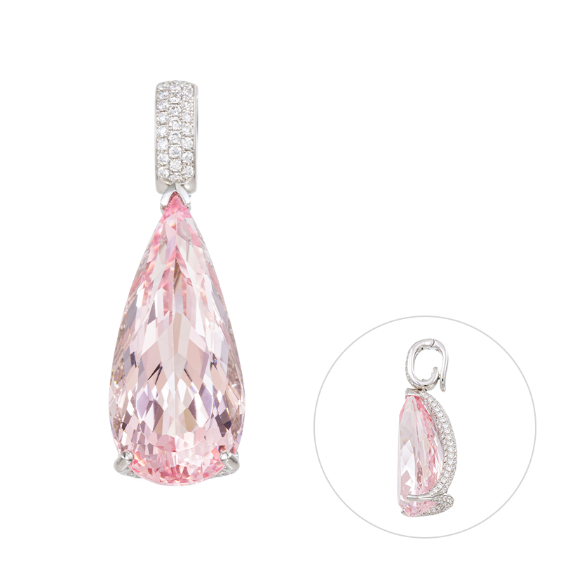 PT950 モルガナイト ダイヤ ペンダントトップ MOR 22.02ct D 1.40ct 