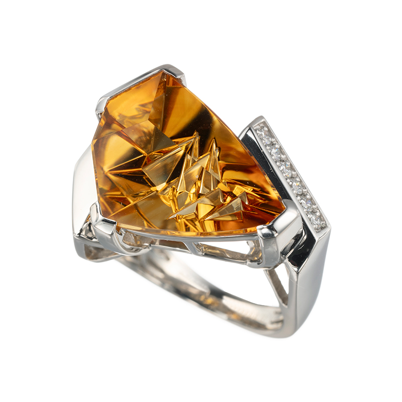PT950 フィリップ・ムンシュタイナー シトリン  ダイヤ リング 